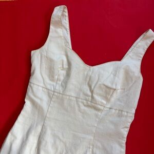 Vintage 90s Classic Elegant Solid Cream Button Back Mini Dress